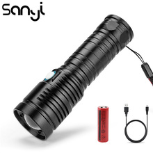 SANYI 4 режима фонарик супер яркий USB Перезаряжаемый 26650 аккумулятор портативный свет масштабируемый светодиодный Рабочий фонарь для кемпинга 2024 - купить недорого
