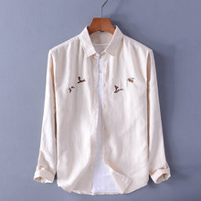 New designer long sleeve embroidery shirt men summer and spring apricot shirt mens brand fashion shirts male chemise overhemd 2024 - buy cheap