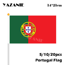 YAZANIE 14*21 см 5/10/20 штук небольшой пользовательские Португалии флаг ручной Национальный 2018 Чемпионат мира по футболу флаг с полюсом и вручать флаг Прямая доставка 2024 - купить недорого