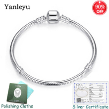 ¡Certificado enviado! Yanleyu-pulsera con cadena de serpiente para mujer, brazalete de Plata de Ley 925 100% Original, cuentas artesanales, PB027 2024 - compra barato