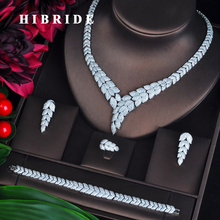 HIBRIDE New 4 pcs Necklace Earring Ring Bracelet Bridal Jewelry Set Wedding Accessories boucle d oreille Wholesale N-703 2024 - buy cheap