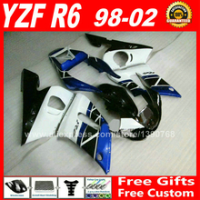 Juego de carenados blancos para YAMAHA R6 1998-2002, kit de piezas de plástico, 98, 99, 00, 01, 02, YZF 600, 1999, 2000, 2001, OEM, azul 2024 - compra barato