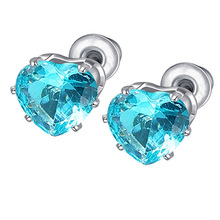 Bing Tu-pendientes minimalistas para mujer, aretes de corazón de 8mm, con diamantes de imitación de cristal, Color plateado, aretes de flores simples 2024 - compra barato