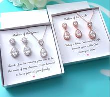 Customize crystal Tear Drop Earrings necklace wedding bridesmaid Mother of the Groom Bride Gifts,  Mother in law Jewelry sets 2024 - buy cheap