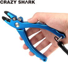 Crazy Shark-Alicates de pesca de aluminio, removedor de anzuelos, tijeras de pesca, herramientas de corte de línea de 180mm para pesca en agua dulce/salada 2024 - compra barato