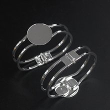 High Quality 30mm Silver Plated Oval Bangle Base Bracelet Blank Findings Tray Bezel Setting Cabochon Cameo (08261) 2024 - buy cheap