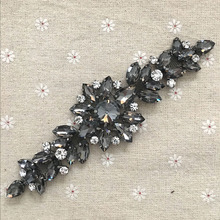 18.2*5.5cm black crystal Flower rhinestone applique Belt For wedding evening dress Decoration sewing on Rhinestone 2024 - buy cheap