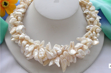 4row 17" 18mm baroque white Freshwater pearl NECKLACE 2024 - buy cheap