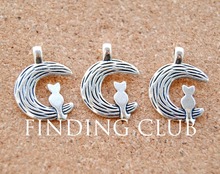 30pcs  Silver Color Cat moon Charm DIY Metal Bracelet Necklace Jewelry Findings A913 2024 - buy cheap
