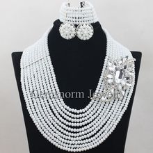 White African Party Beads Jewelry Set New White Nigerian Beads Necklace Earrings Set Birthday Gift Free Shipping WA176 2024 - buy cheap