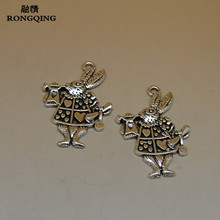 RONGQING RONGQING 25pcs/lot Vintage Silver Rabbit Charms  38x26mm Cartoon Bunny Members Etiquette Pendant Jewelry Suppliers 2024 - buy cheap