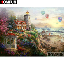 HOMFUN "Lighthouse landscape" Diy Diamond Painting 5D Full Square Round Resin Drill Picture Diamond Rhinestone Embroidery A17588 2024 - buy cheap