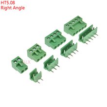 10 conjuntos de plug de parafuso pcb ângulo reto, conector do bloco terminal do parafuso pcb 8/9mm plugue de passo + soquete de pino reto ht5.08 2/3/4/5/6/7/5.08 pinos 2024 - compre barato