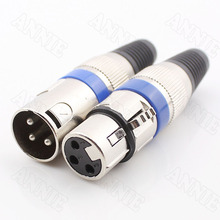 25pairs/lot Full Metal 3 Pin Female XLR Microphone Plug Male Blue Circle Connector 2024 - buy cheap