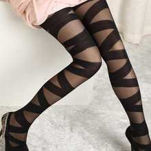 Sexy Women Stockings Hot Newest Striped Printed Pants Goth Rocker Cross Bandage Straps Pants Pantyhose Tights Stockings 2024 - buy cheap