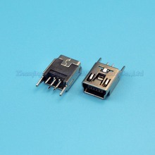 Free Shipping 100pcs/lot MINI 5P USB JACK  vertical 180 degrees straight foot MINI USB Female Socket  Material:copper 2024 - buy cheap