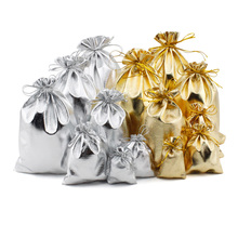 Bolsas de joyería de plata y oro con cordón para regalo de boda, paquete de joyería grande de 15x20cm y 17x23cm, 50 unidades por lote 2024 - compra barato