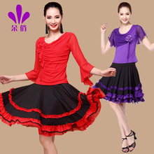 Lady Square Dance Clothing Female Autumn Dancing Suit Long Sleeved Shirt Skirt Female Rumba Samba Dance Costume 2pcs B-4321 2024 - buy cheap