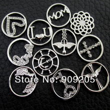 Vinnie Design Jewelry New Assorted 22mm Silver Plated Window Plate fit into 30mm Large Floating Locket 10pcs/lot 2024 - buy cheap