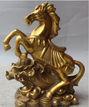 RHS0092 8" Chinese Bronze FengShui Wealth Zodiac Animal Success Horse YuanBao Statue 2024 - buy cheap