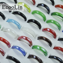 EcooLin Jewelry-Anillos para chicas de resina de cristal Multicolor, lote de colores mezclados, paquetes grandes LR4019, 10 Uds. 2024 - compra barato