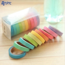 10 color Macarons masking tape set Rainbow decoration washi tapes for Scrapbooking Stationery Stickers Kawaii School supplies 2024 - buy cheap