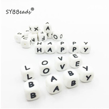 SYBBeads 100Pcs/lot Alphabet Letter Beads Baby Teether Silicone Teething Beads For Necklace English Beads Pacifier Chain 2024 - buy cheap