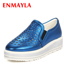 Enmayla sapatos femininos slip-on de dedo redondo prata, para mulheres, sapatos baixos, slip-on, sapatos de plataforma azul 2024 - compre barato