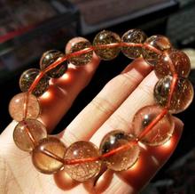 free shipping  Noble jewelryset 15.5-15.8mm Natural Rutilated Quartz Crystal stone Beads Bracelet 72g 2024 - buy cheap