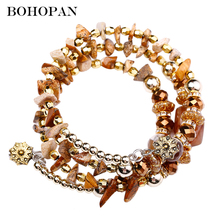 Bohopan Multi-layer Natural Stone Bracelets Bangles Women Boho Crystal Beads Charm Bracelets Party Adjustable Jewelry Trend 2019 2024 - buy cheap