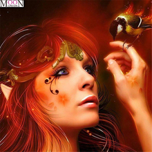 MOONCRESIN 5D DIY Diamond Embroidery Red Hair Diamond Painting Cross Stitch Full Square Rhinestones Mosaic Decoration Landscapes 2024 - buy cheap