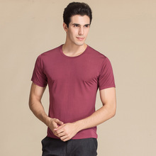 100% PURE Silk Top Grade T-shirt Short Sleeved T-shirt Middle-aged Men's Silk Knitting Big Size Sweater 2024 - buy cheap