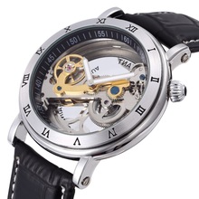 Automatic Self Wind Skeleton watch Hollow out Dial Mechanical Watches man Leather relogio masculino Rome Exquisite carved Watch 2024 - buy cheap