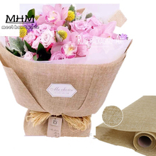 Material de embalaje de flores, 5 yardas x 48cm para embalaje de papel, ramo de florista, suministros de regalo, papel de envolver, tela de lino y algodón de cáñamo 2024 - compra barato