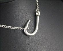 1pc Fishing Hook Metal Alloy Pendant Necklace DIY Handmade Jewelry Gift For Women E467 2024 - buy cheap