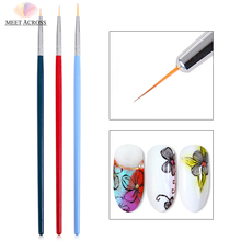 3pcs/set Nail Art Liner Painting Pen 3D Tips DIY Wood UV Gel Brushes Drawing Kit Flower Line Grid French Design Manicure Tool 2024 - buy cheap