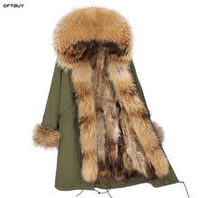 2021 Real Fur Coat Winter Jacket Women Long parka Big Natural Raccoon Fur Collar Hood fox fur liner coat warm korean fashion 2024 - buy cheap