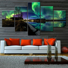 Póster moderno en lienzo HD para sala de estar, pintura Modular, escena nocturna Aurora del Norte, marco de decoración, imágenes, impresión artística 2024 - compra barato