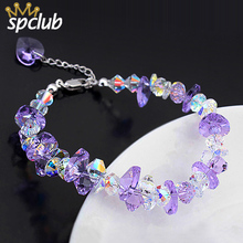 Pulsera de Cristal Swarovski para Mujer, brazalete con gemas de colores, joyería de Boda nupcial 2024 - compra barato