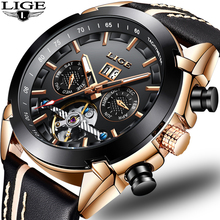 2019 New Men Mechanical Watch LIGE Automatic Mechanical Watch Men Military Leather Waterproof Sport Clock Relogio Masculino+Box 2024 - buy cheap