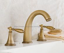 Grifo de lavabo con doble manija de montaje en Cubierta de latón antiguo 3 uds. Grifo mezclador de lavabo de baño Bnf434 2024 - compra barato