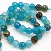 Ágatas de piedra Natural para hacer joyas, abalorios redondos de cornalina ónice azul cielo, 6, 8, 10 y 12mm, para bricolaje, 15 pulgadas, A363 2024 - compra barato