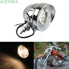 Farol cromado de motocicleta, 4.5 '', para harley sportster dyna chopper bobber, 4.5 polegadas, vintage, lâmpada de farol alto/baixo 2024 - compre barato