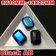 Черный цвет AB Прямоугольная форма стекло кристалл Pointback необычный камень 10x14 мм 13x18 мм 18x25 мм 18x27 мм, 8x10 ММ pointback кристаллы 2024 - купить недорого