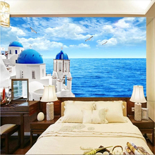Beibehang-papel pintado personalizado en 3d para sala de estar, dormitorio, papel pintado, mar, Castillo blanco 2024 - compra barato
