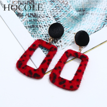 HOCOLE Exaggerated Vintage Leopard Dangle Earrings For Women Geometric Hollow Out Velvet Statement Earrings Party Jewelry Gift 2024 - buy cheap