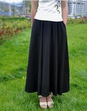 1pcs/lot Bohemian style Casual Elastic Waist Linen Plus Size A Line Cotton Skirt solid long skirt free size 2024 - buy cheap