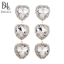 DiLiCa Fashion Woman's Crystal Earrings for Women 2019 Earrings Long Drop Dangle Earring Rhinestone Heart Statement Earrings 2024 - buy cheap