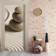 Mural de pared con piedras 3D personalizadas, papel tapiz para puerta de arena, mural de impresión de pared, calcomanía para decoración de pared, foto autoadhesiva, envoltura de puerta 2024 - compra barato