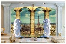 Customized 3d murals wallpaper 3D windows window tower TV wall background mural bedroom wall paper 3d wallpaper home decor 2024 - buy cheap